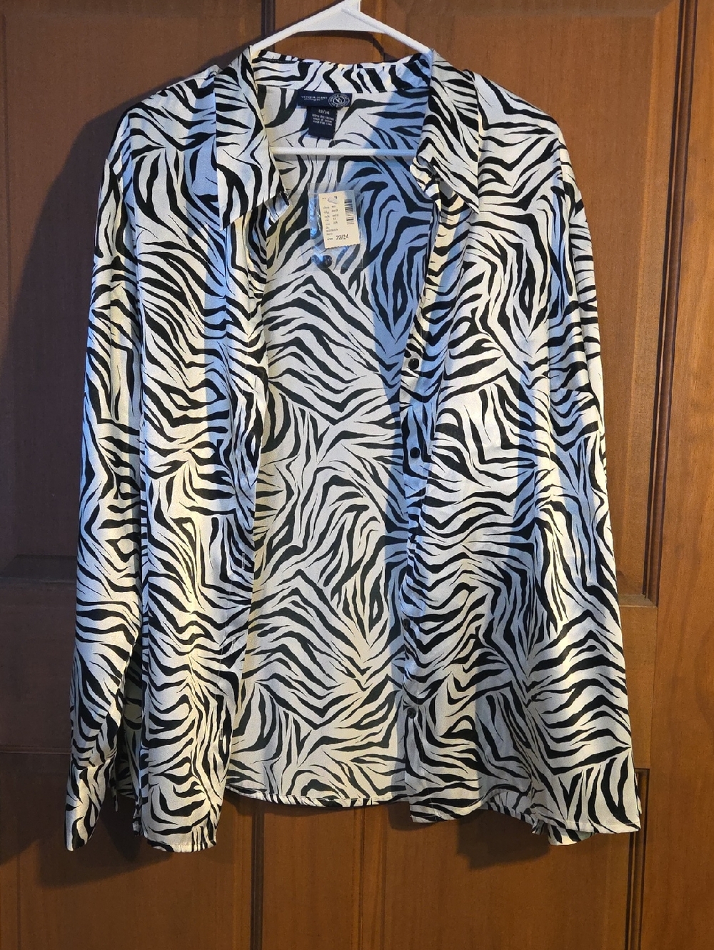 Venezia Zebra-Print Button Front Top in Black & White